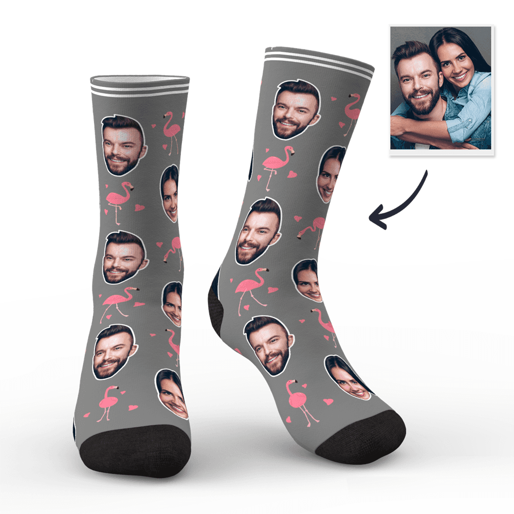 Custom Face Socks Personalized Photo Socks Gift For Family - Flamant - MadeMineAU
