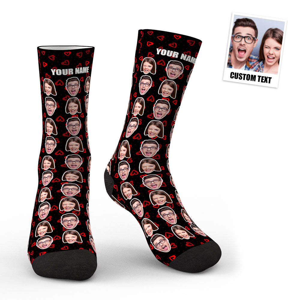 3D Preview Custom Photo Socks Colorful - Two Faces - MadeMineAU