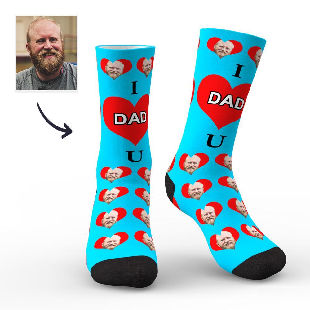 Custom Face Socks I Love Dad Colorful - MadeMineAU