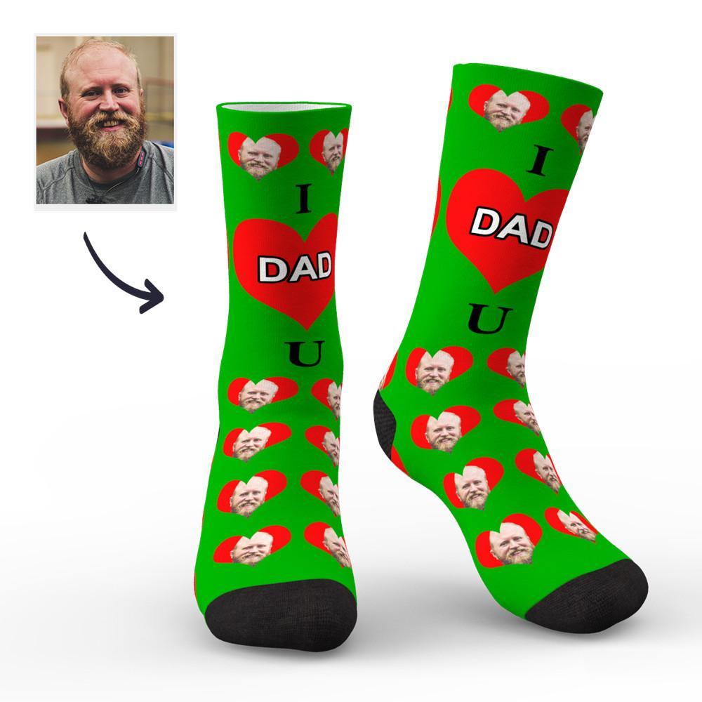 Custom Face Socks I Love Dad Colorful - MadeMineAU