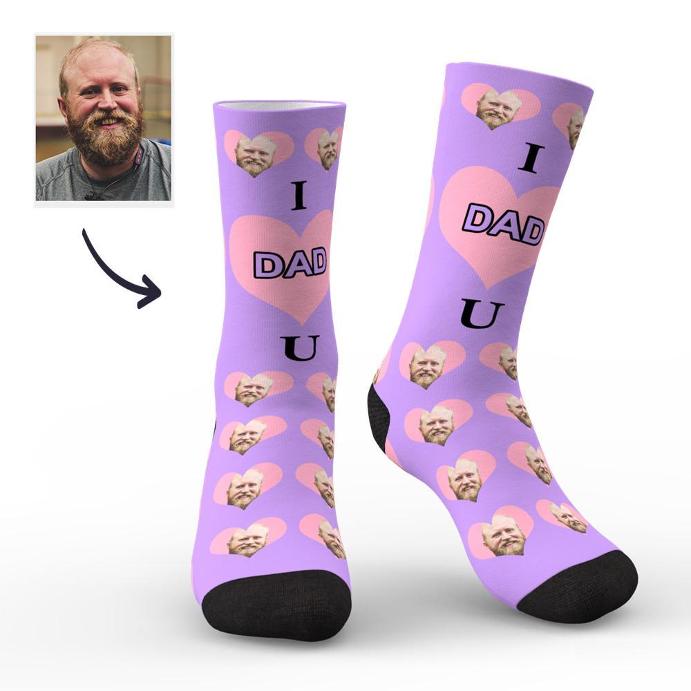 Custom Face Socks I Love Dad Colorful - MadeMineAU