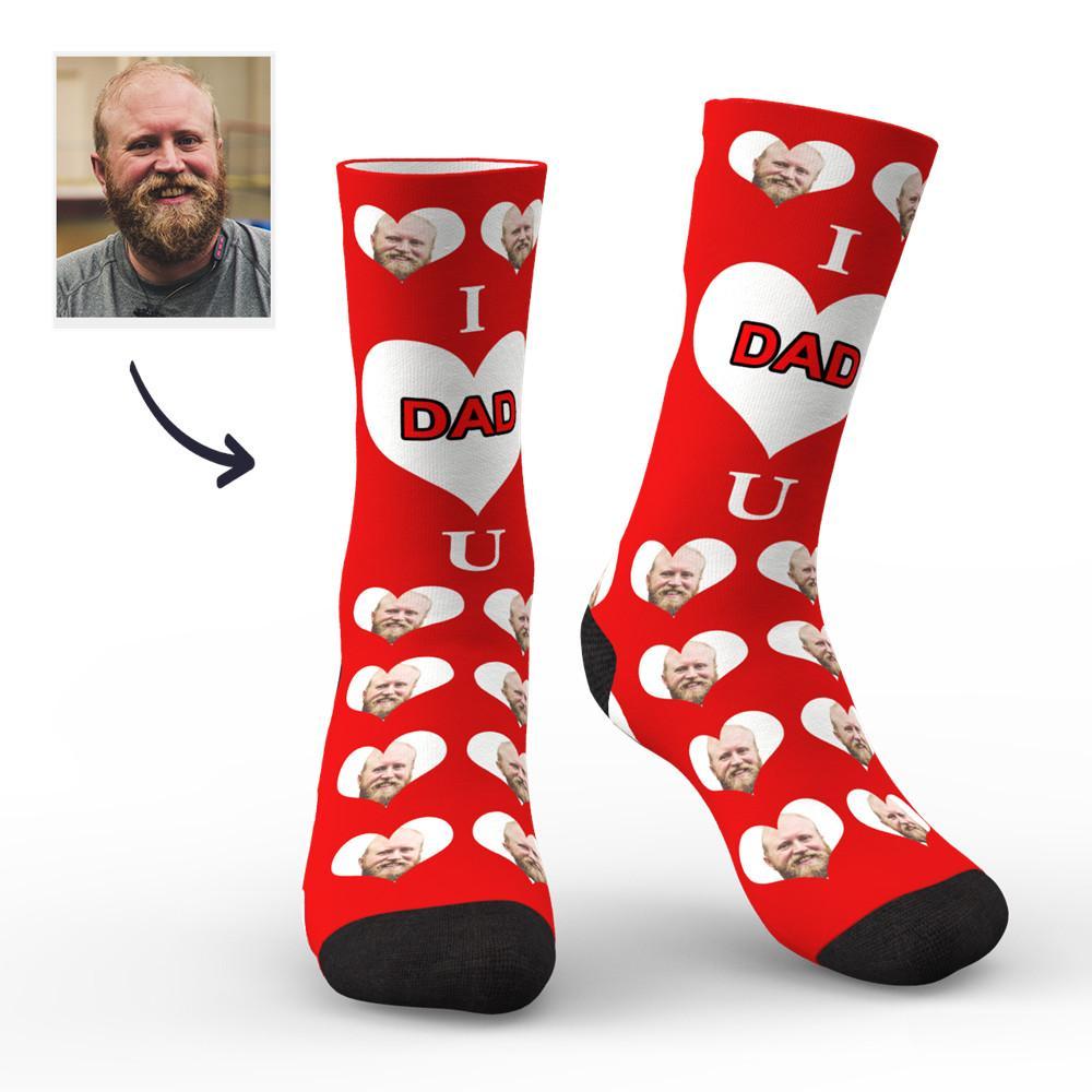Custom Face Socks I Love Dad Colorful - MadeMineAU