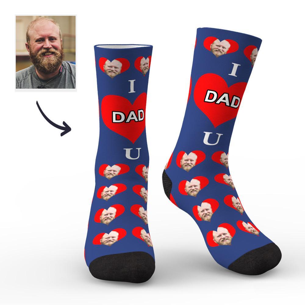 Custom Face Socks I Love Dad Colorful - MadeMineAU