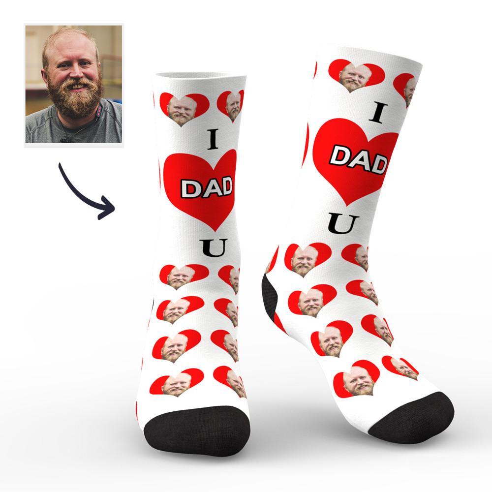 Custom Face Socks I Love Dad Colorful - MadeMineAU