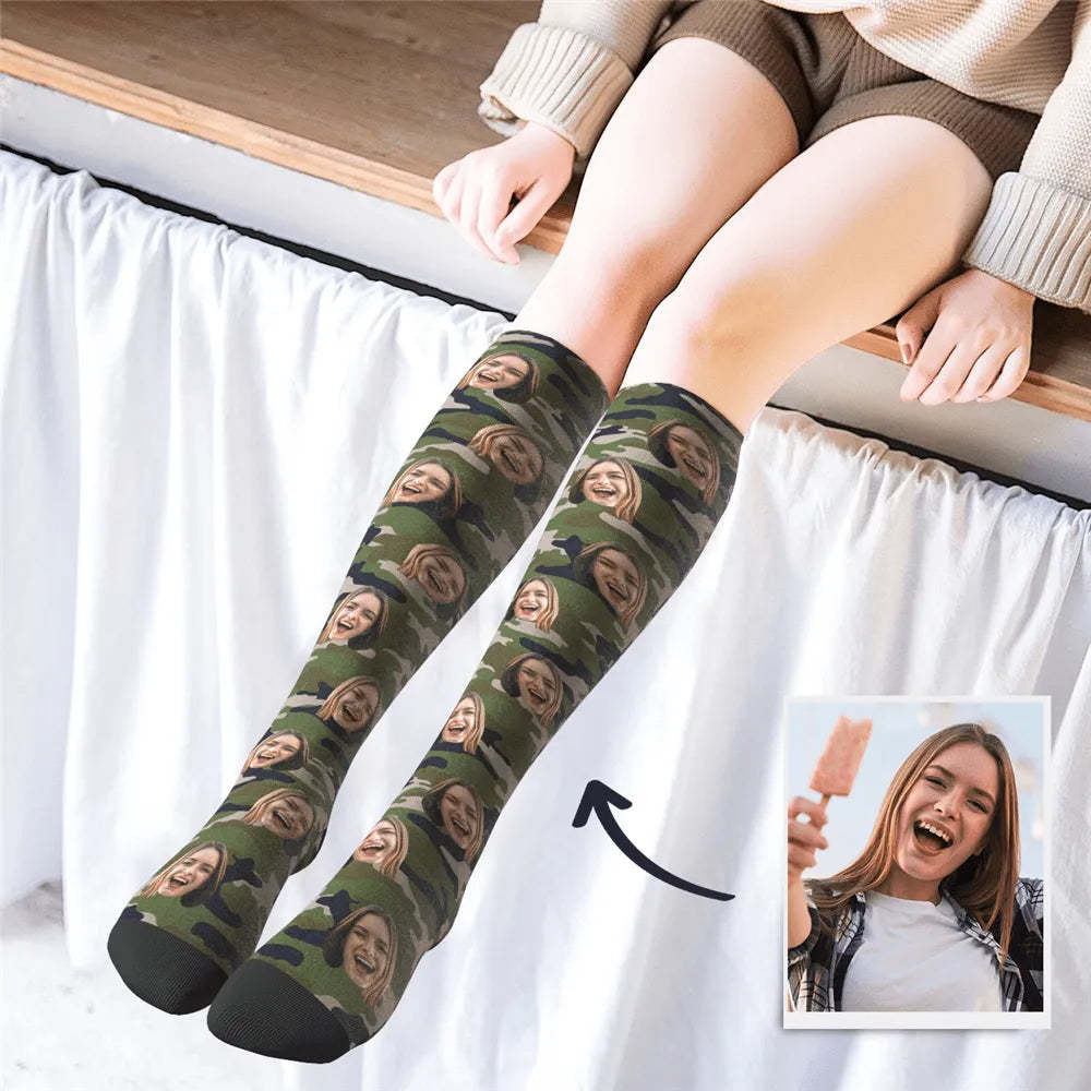 Custom Knee High Face Socks Summer Socks - Full Face MyFaceSocks - MadeMineAU