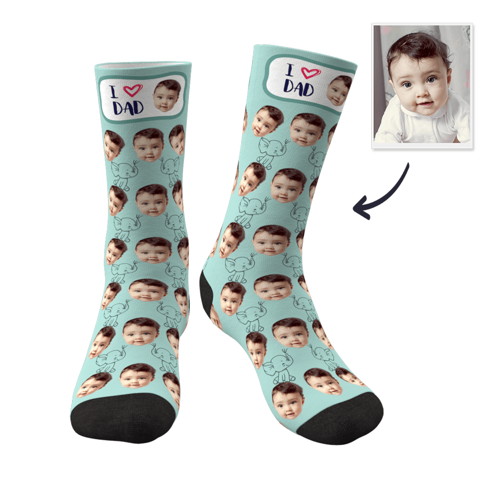 AU Custom Face Socks Elephant I Love Daddy - MadeMineAU