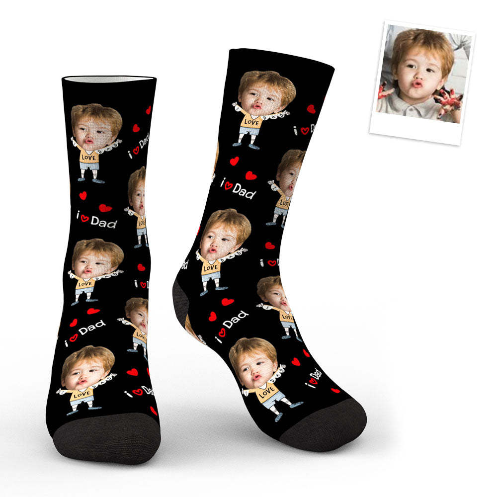 3D Preview Custom Face Socks To The Dearest Dad - MadeMineAU