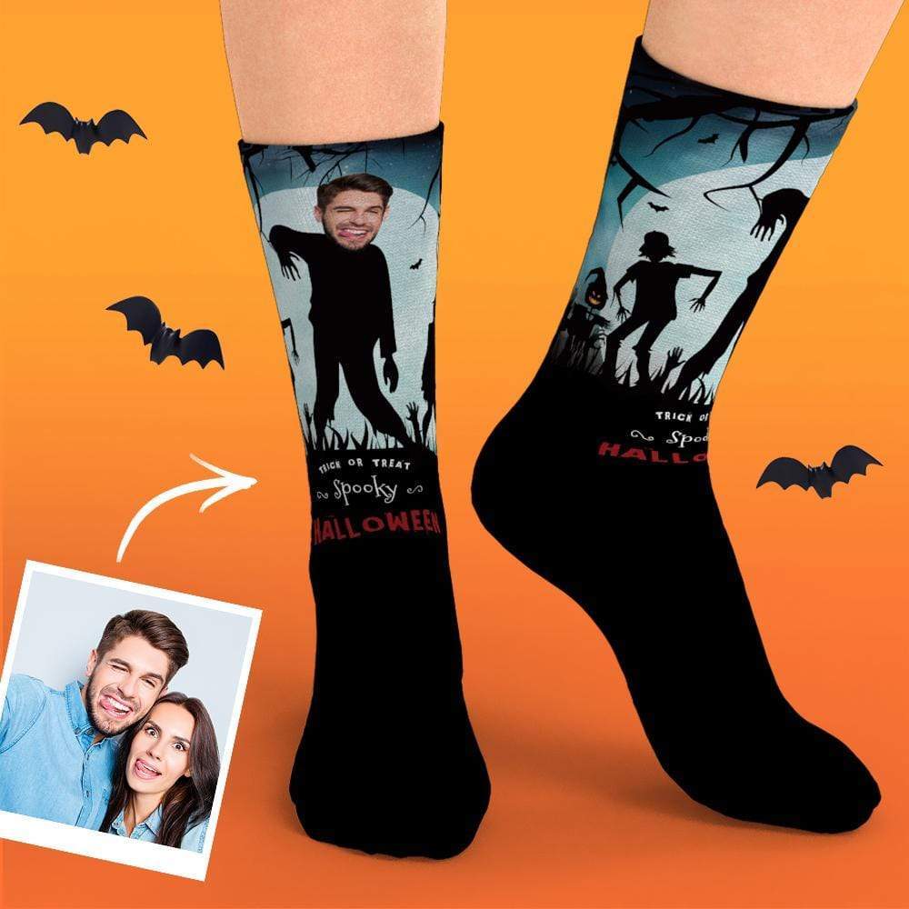 Custom Photo Socks With Your Funny Face Personalized Face Halloween Gifts For Family - MadeMineAU
