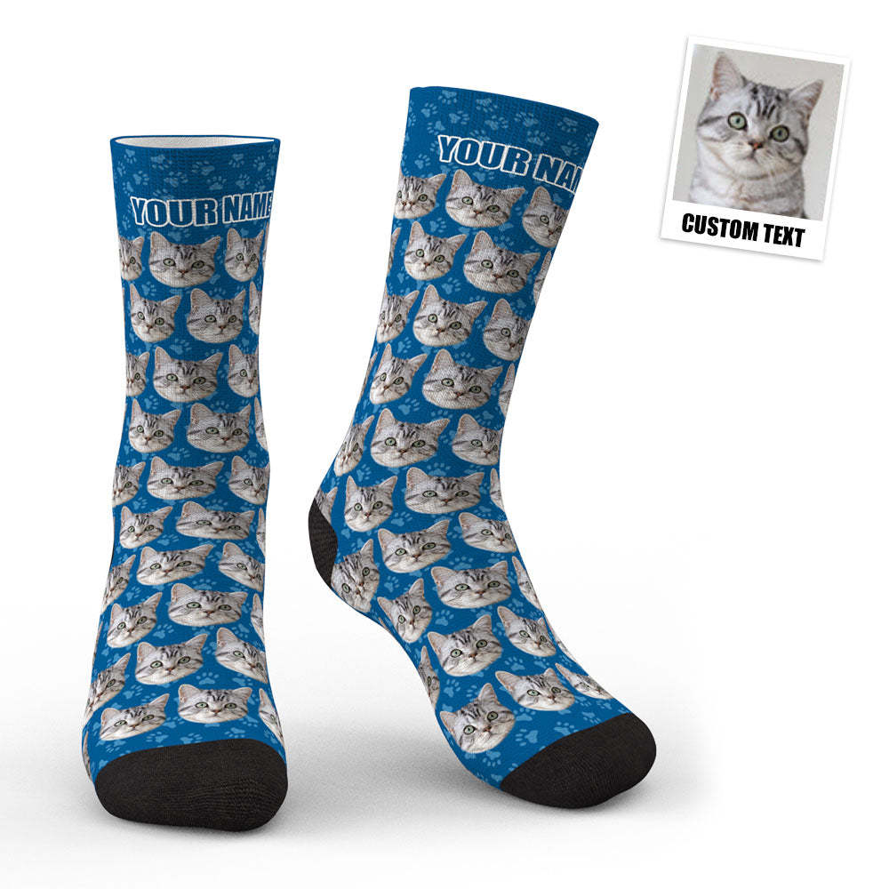 3D Preview Custom Face Socks Cat - MadeMineAU