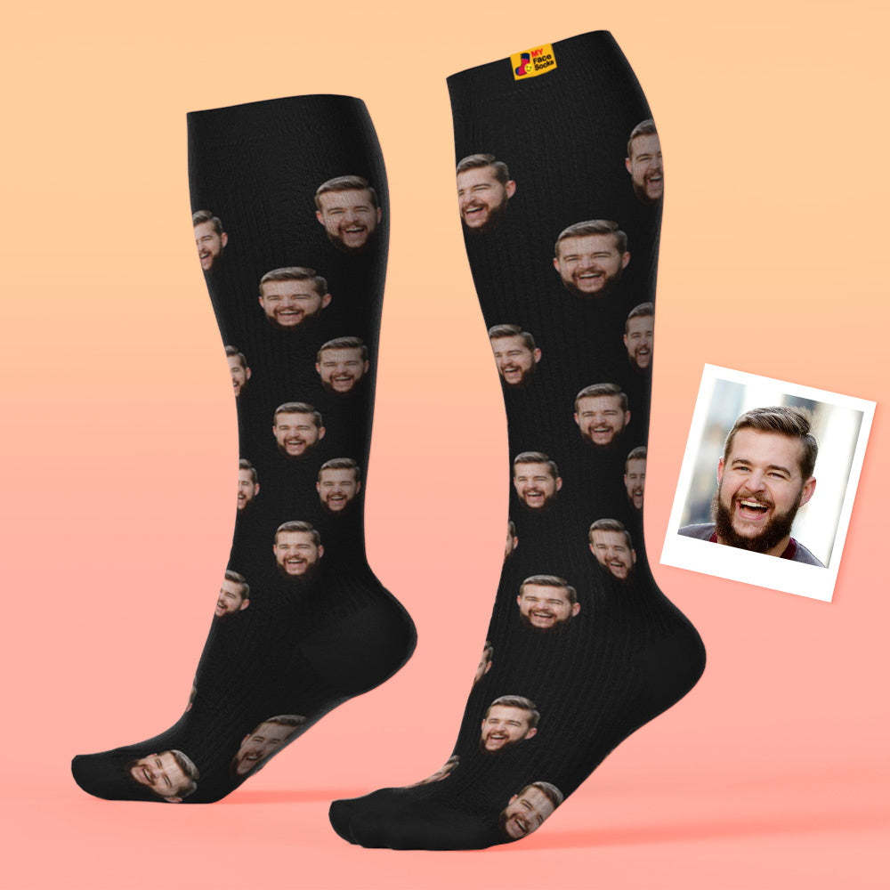 Father's Day Upgrade Custom Breathable Knee-high Compression Socks Online Preview Add Picture And Name Colorful - MadeMineAU