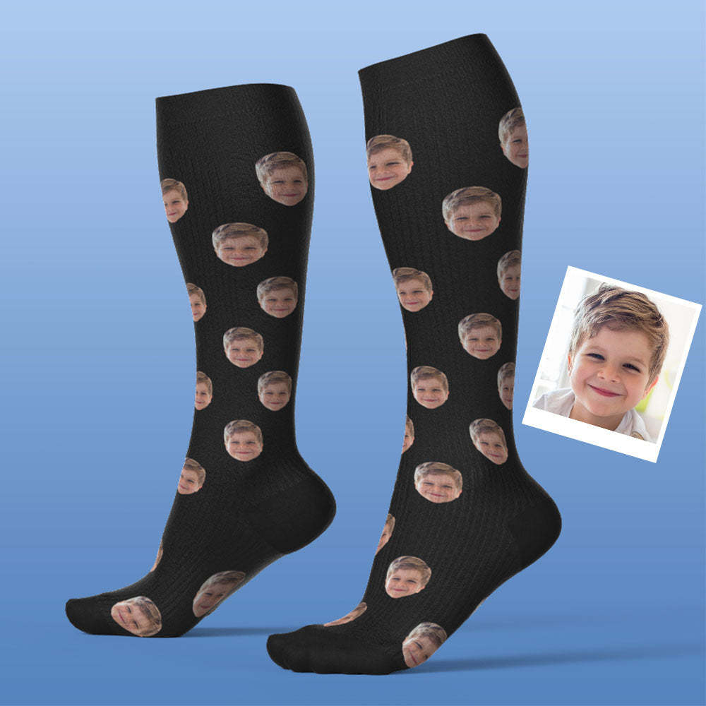 Father's Day Upgrade Custom Breathable Knee-high Compression Socks Online Preview Add Picture And Name Colorful - MadeMineAU