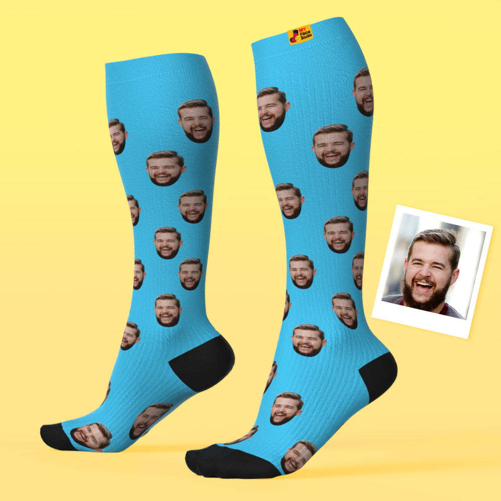 Father's Day Upgrade Custom Breathable Knee-high Compression Socks Online Preview Add Picture And Name Colorful - MadeMineAU
