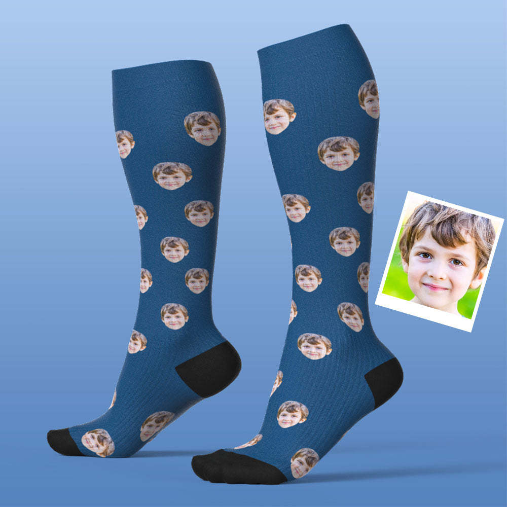 Father's Day Upgrade Custom Breathable Knee-high Compression Socks Online Preview Add Picture And Name Colorful - MadeMineAU
