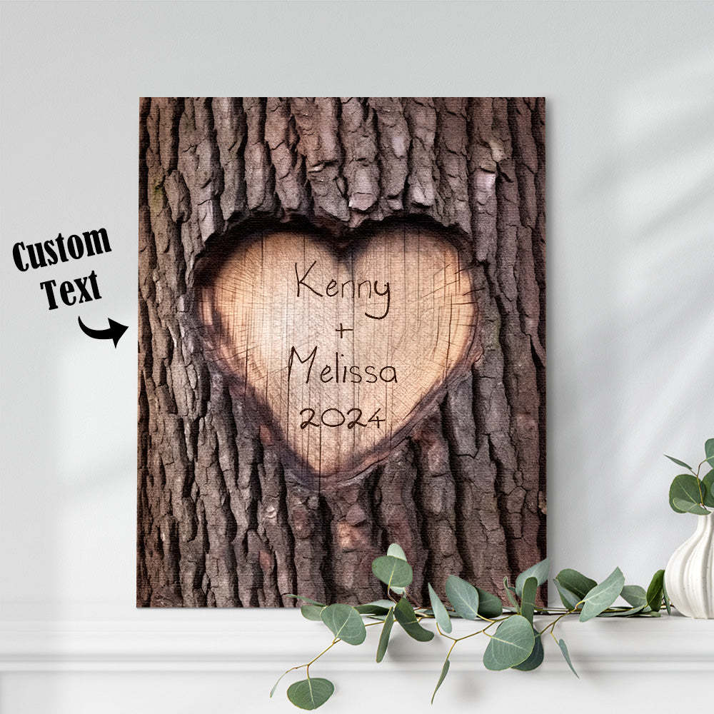 Custom Name Imitation Wood Grain Canvas Painting Personalized Romantic Couple Valentine Gifts - MadeMineAU
