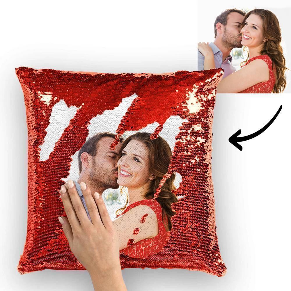 Personalized Photo Sequin Pillow Full Printing Reversible Pillow 15.75x 15.75-Gold - MadeMineAU