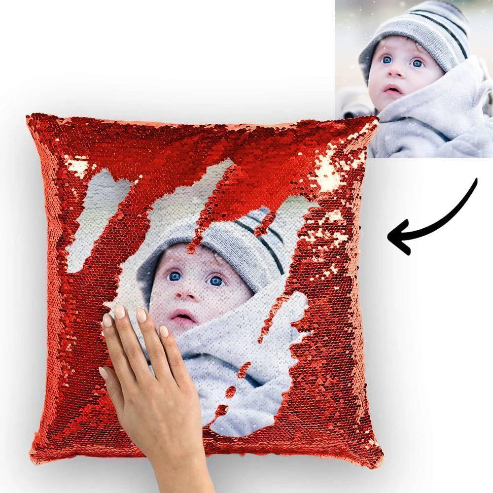Custom Baby Photo Magic Sequins Pillow Multicolor Shiny Mermaid Pillow 15.75inch*15.75inch - MadeMineAU