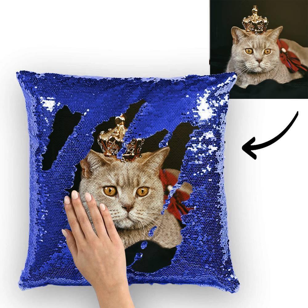 Custom Cute Dog Photo Magic Sequins Pillow Multicolor Shiny 15.75inch*15.75inch - MadeMineAU