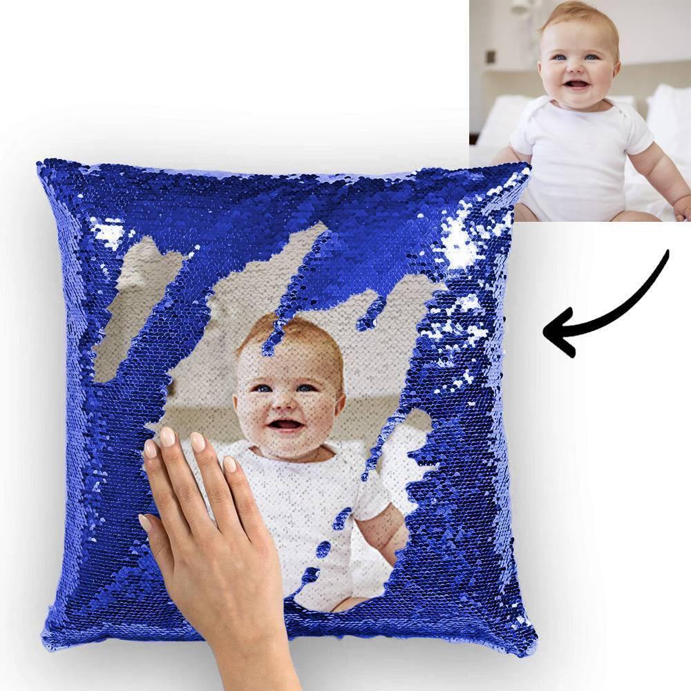 Custom Baby Photo Magic Sequins Pillow Multicolor Shiny Mermaid Pillow 15.75inch*15.75inch - MadeMineAU