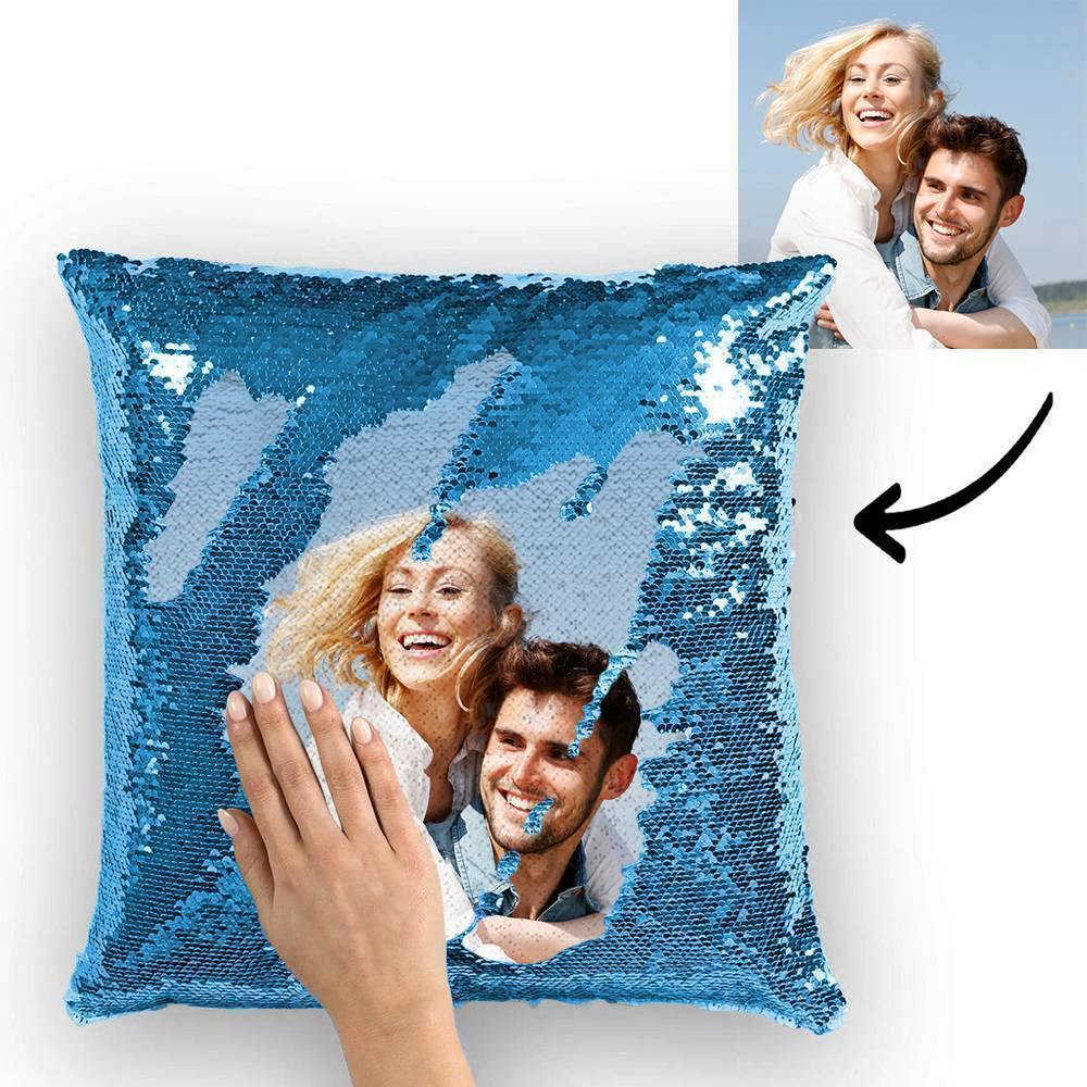 Personalized Photo Sequin Pillow Full Printing Reversible Pillow 15.75x 15.75-Gold - MadeMineAU