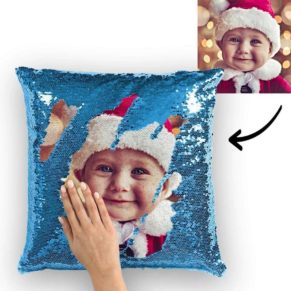 Custom Baby Photo Magic Sequins Pillow Multicolor Shiny Mermaid Pillow 15.75inch*15.75inch - MadeMineAU