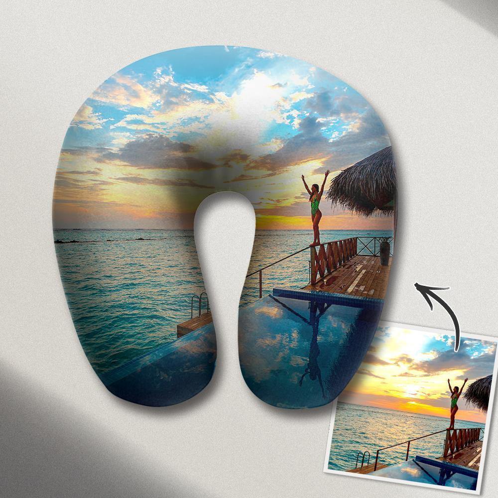 Custom U Pillow Custom Photo Travel Neck Pillow Comfortable U-shaped Pillow Nursing Pillow-Travel Photos - MadeMineAU