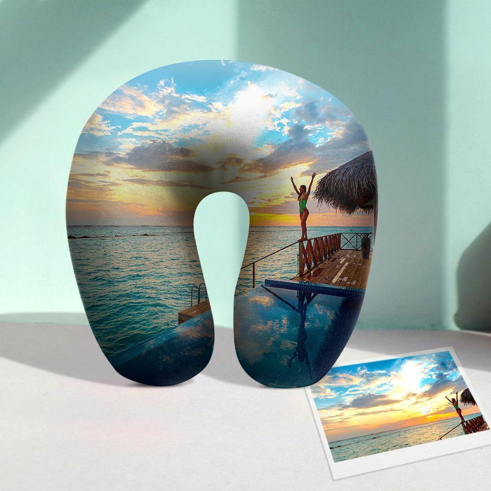 Custom U Pillow Custom Photo Travel Neck Pillow Comfortable U-shaped Pillow Nursing Pillow-Travel Photos - MadeMineAU