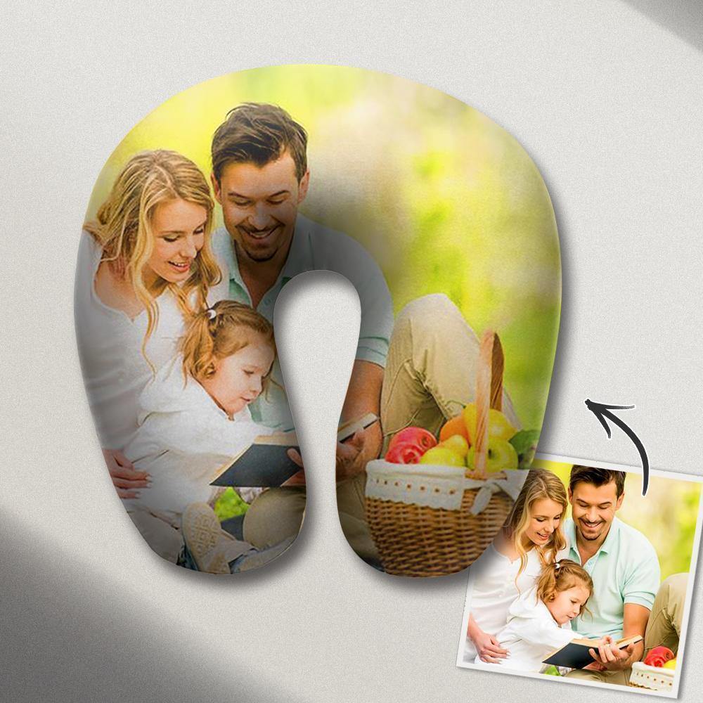 Custom U Pillow Custom Photo Travel Neck Pillow Comfortable U-shaped Pillow Nursing Pillow - Family Photos - MadeMineAU