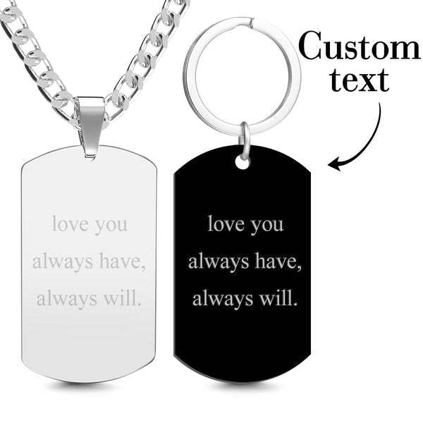 Custom Photo Tag Necklace Keychain Set Gifts for Him - MadeMineAU