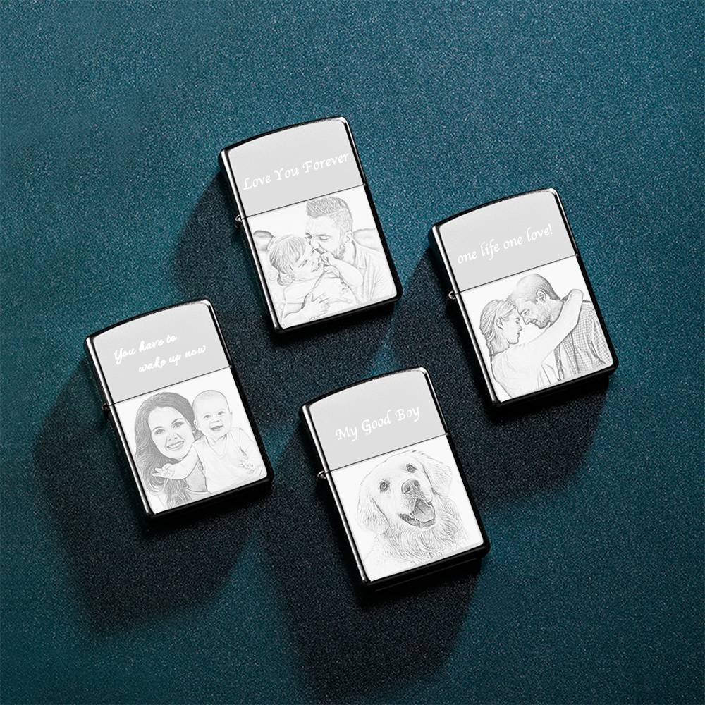 Photo Engraved Lighter Lovely Babies - Silver (No Kerosene Included) - MadeMineAU