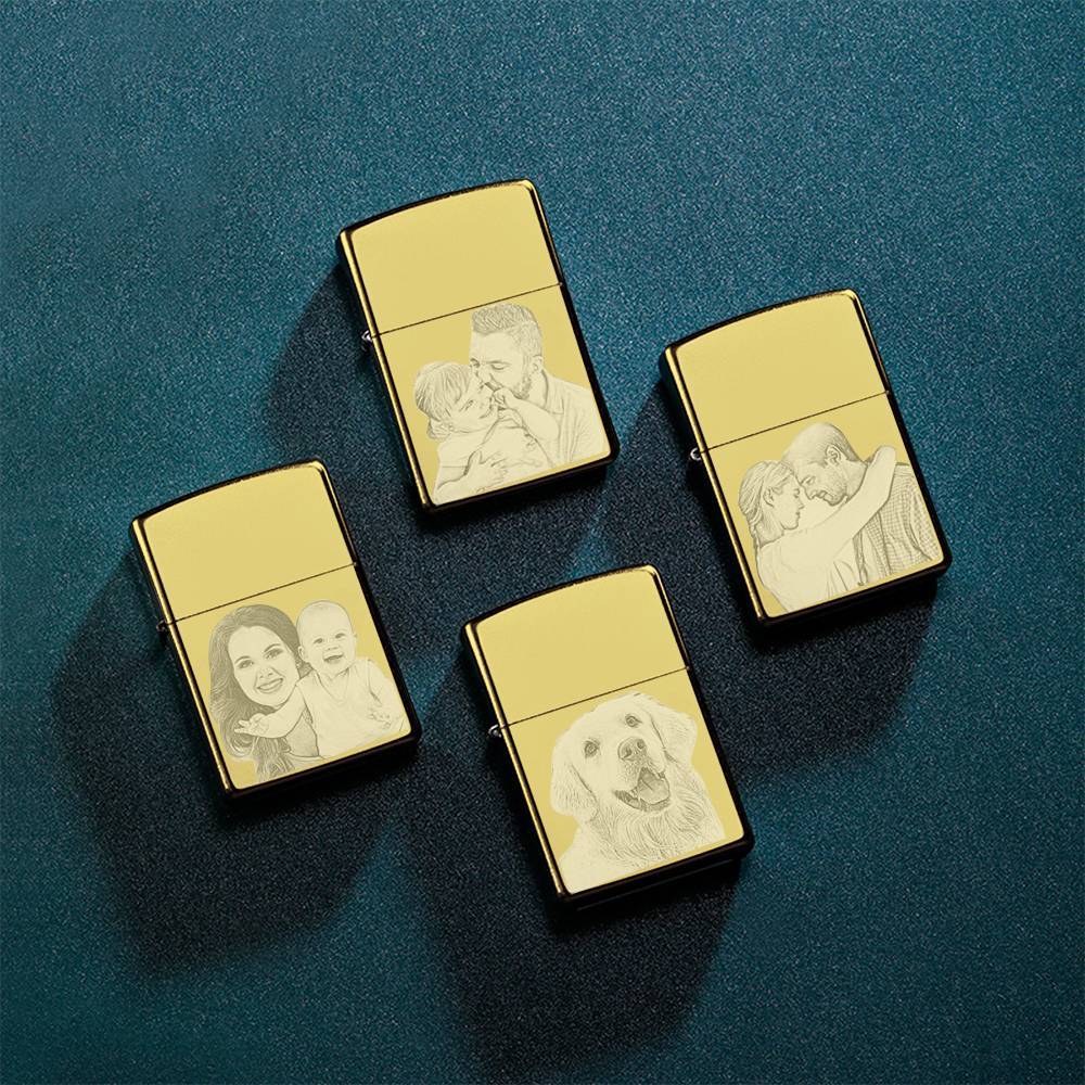 Photo Engraved Lighter Sweet Couple's Gift - Golden (No Kerosene Included) - MadeMineAU