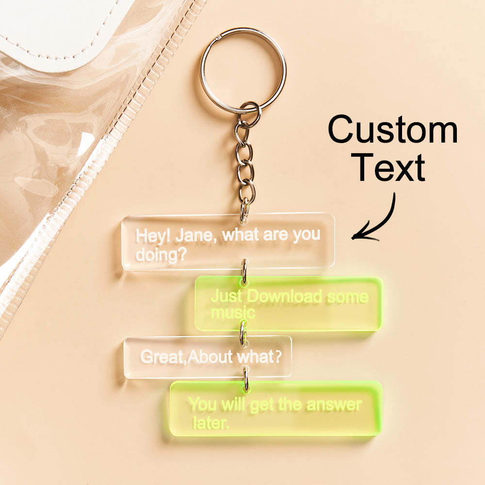 Custom Text Message Acrylic Keychain Personalized Funny Words Key Ring Birthday Gifts - MadeMineAU