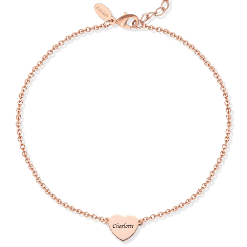 Custom Engraved Heart Anklet Rose Gold - MadeMineAU