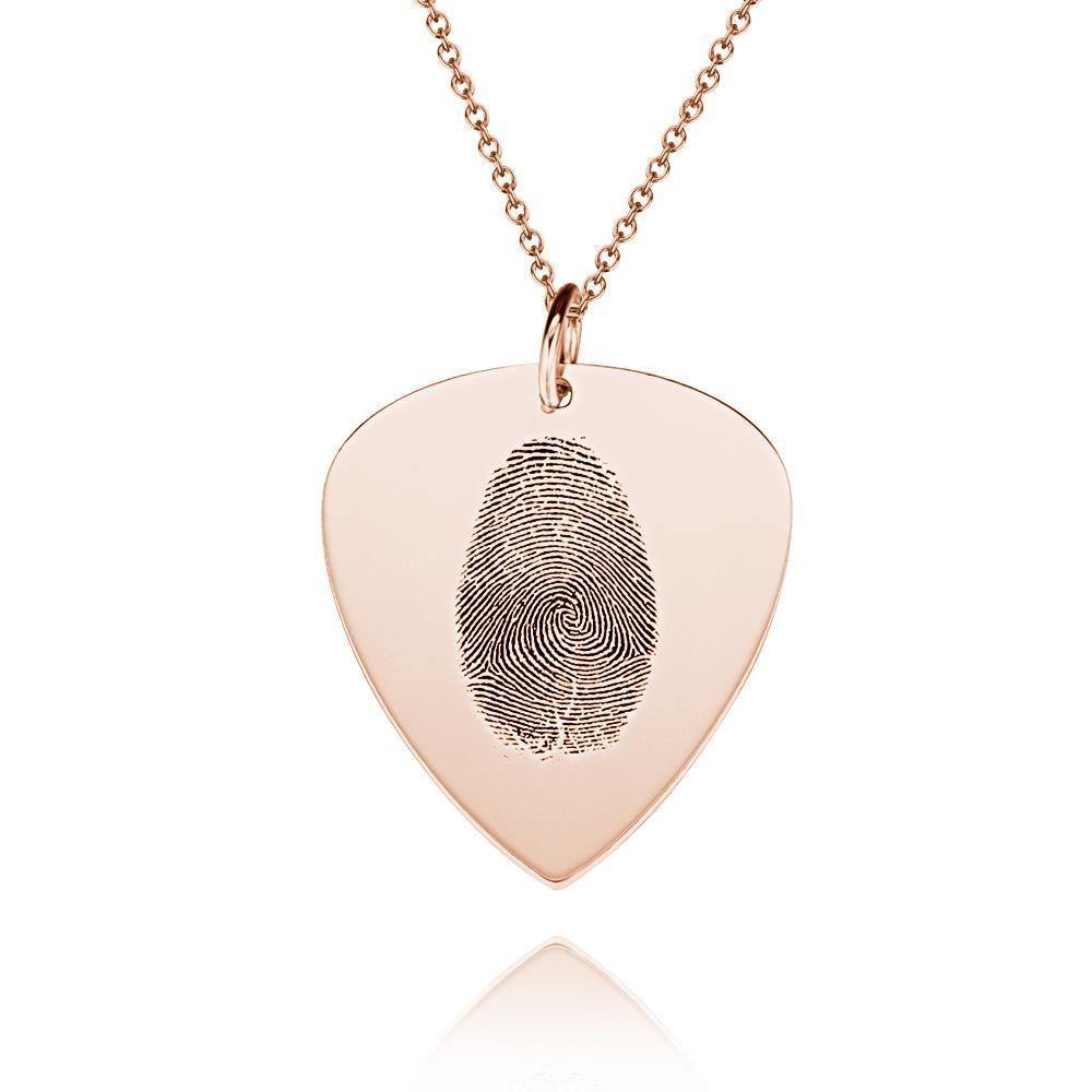 Actual Fingerprint Necklace Guitar Pick Necklace Memorial Gift for Him Rose Gold Plated - MadeMineAU