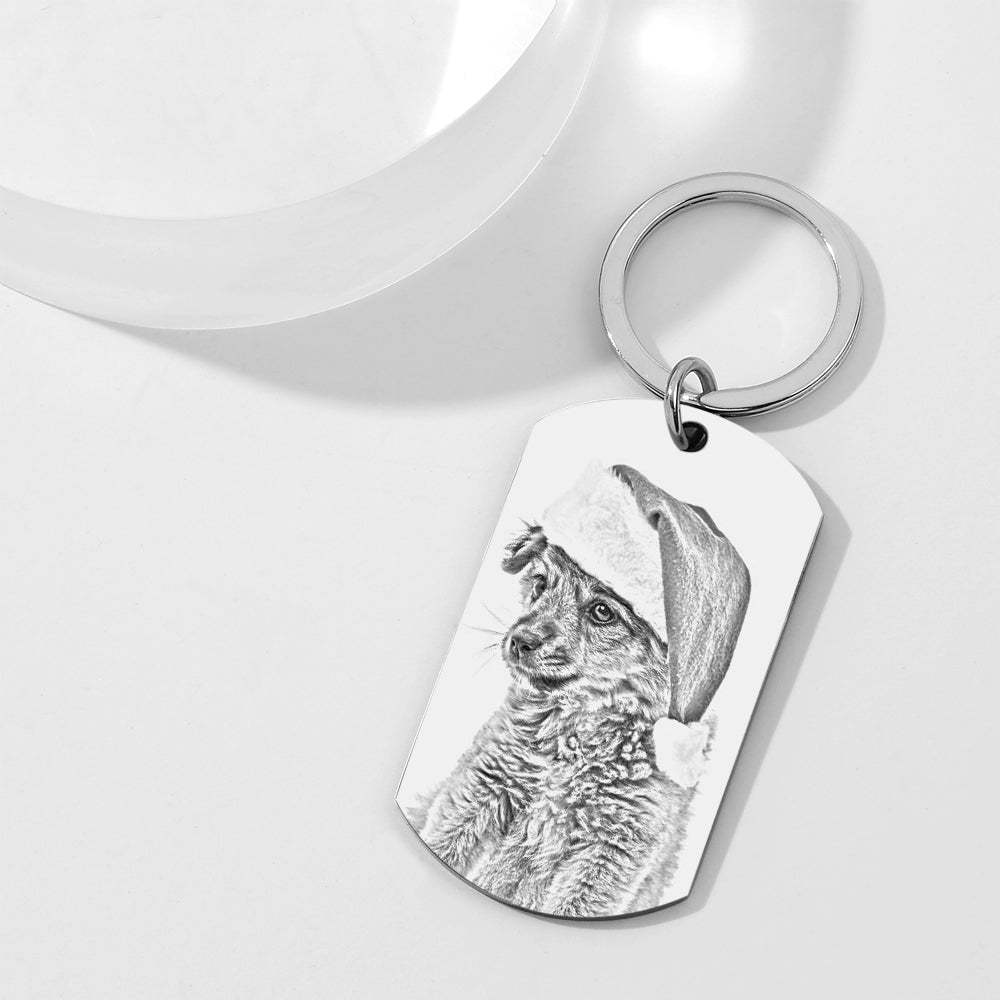 Personalized Engraved Photo Dog Tag Keychain Valentine's Day Gift - MadeMineAU
