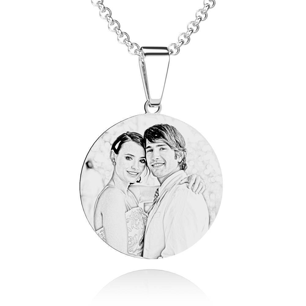 Round Photo Engraved Necklace Stainless Steel - MadeMineAU