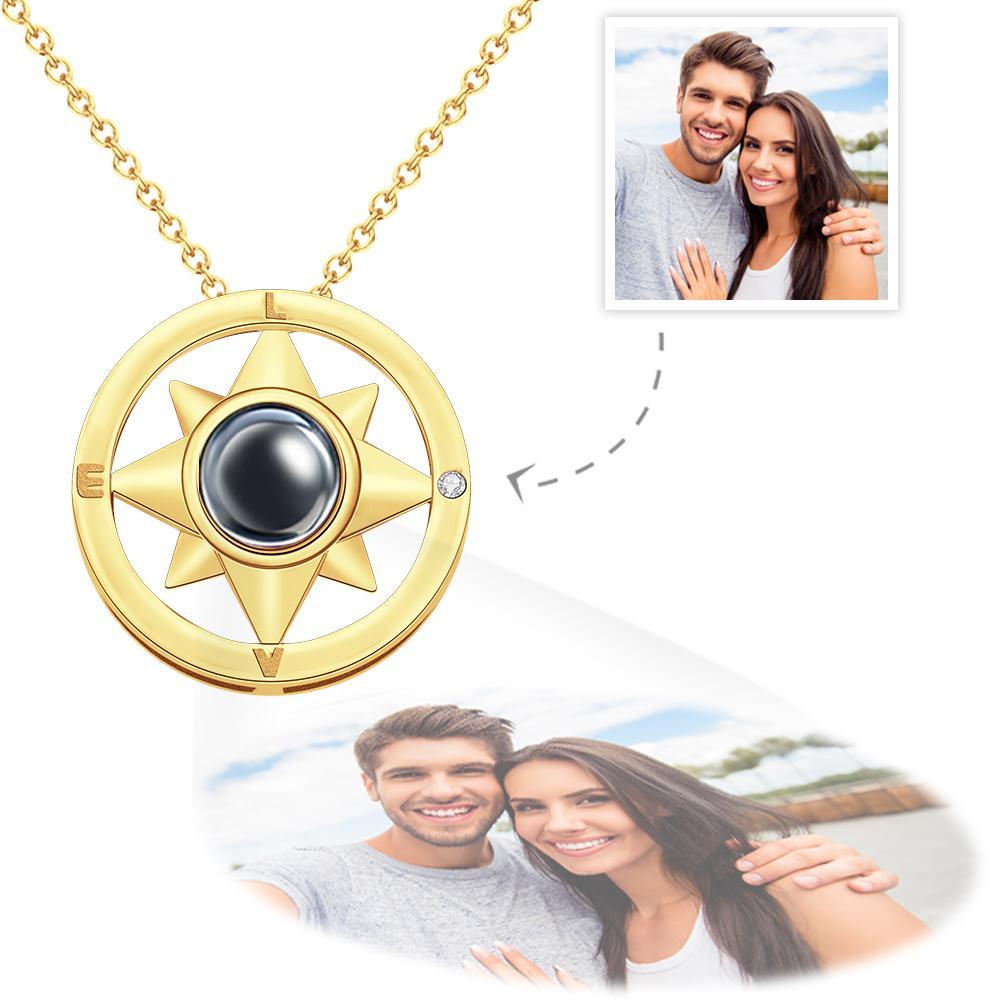 Custom Photo Projection Necklace Compass Creative Gifts - MademineAU