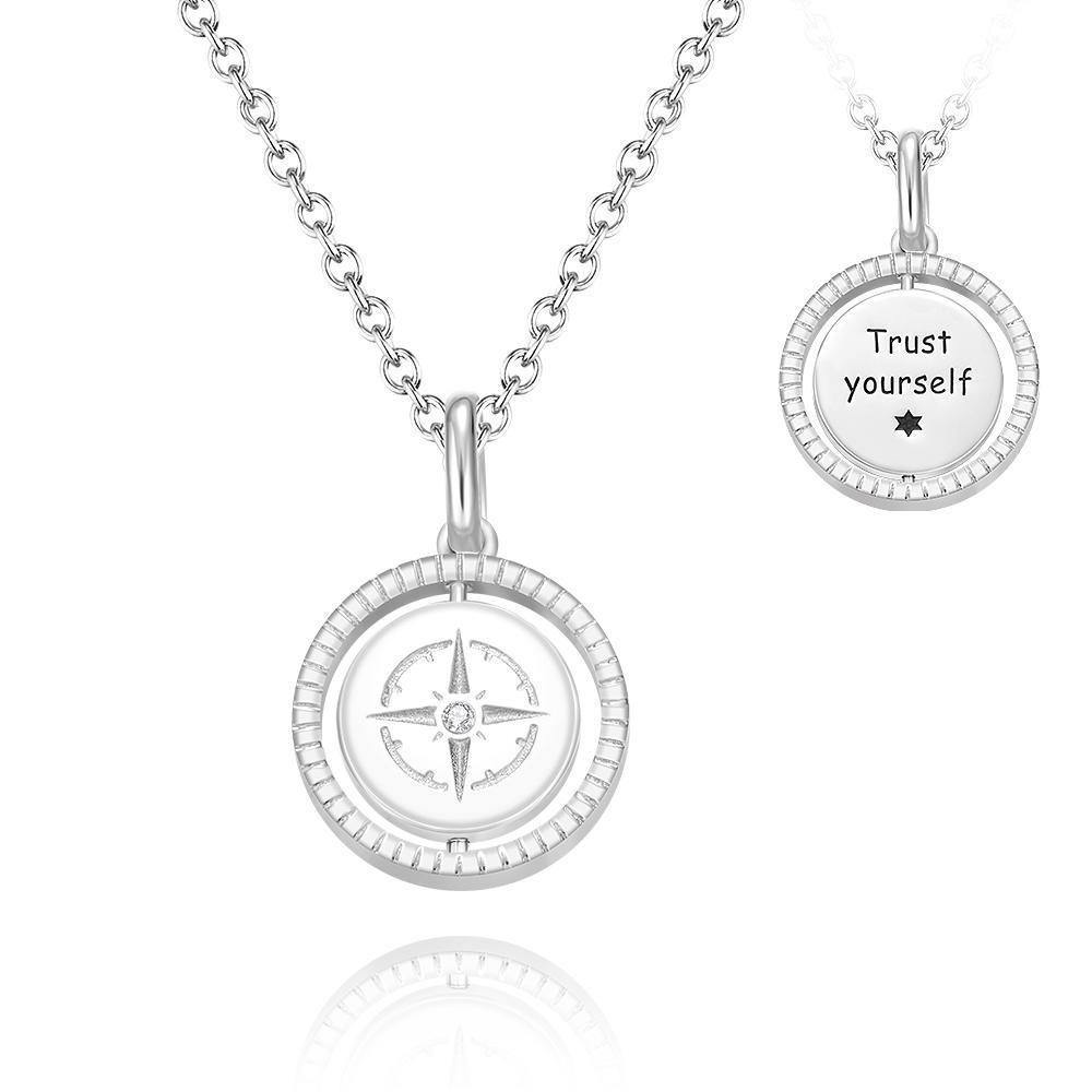 Engraved Necklace Guide Coin Necklace Gift for Her Rose Gold Plated Silver - MadeMineAU
