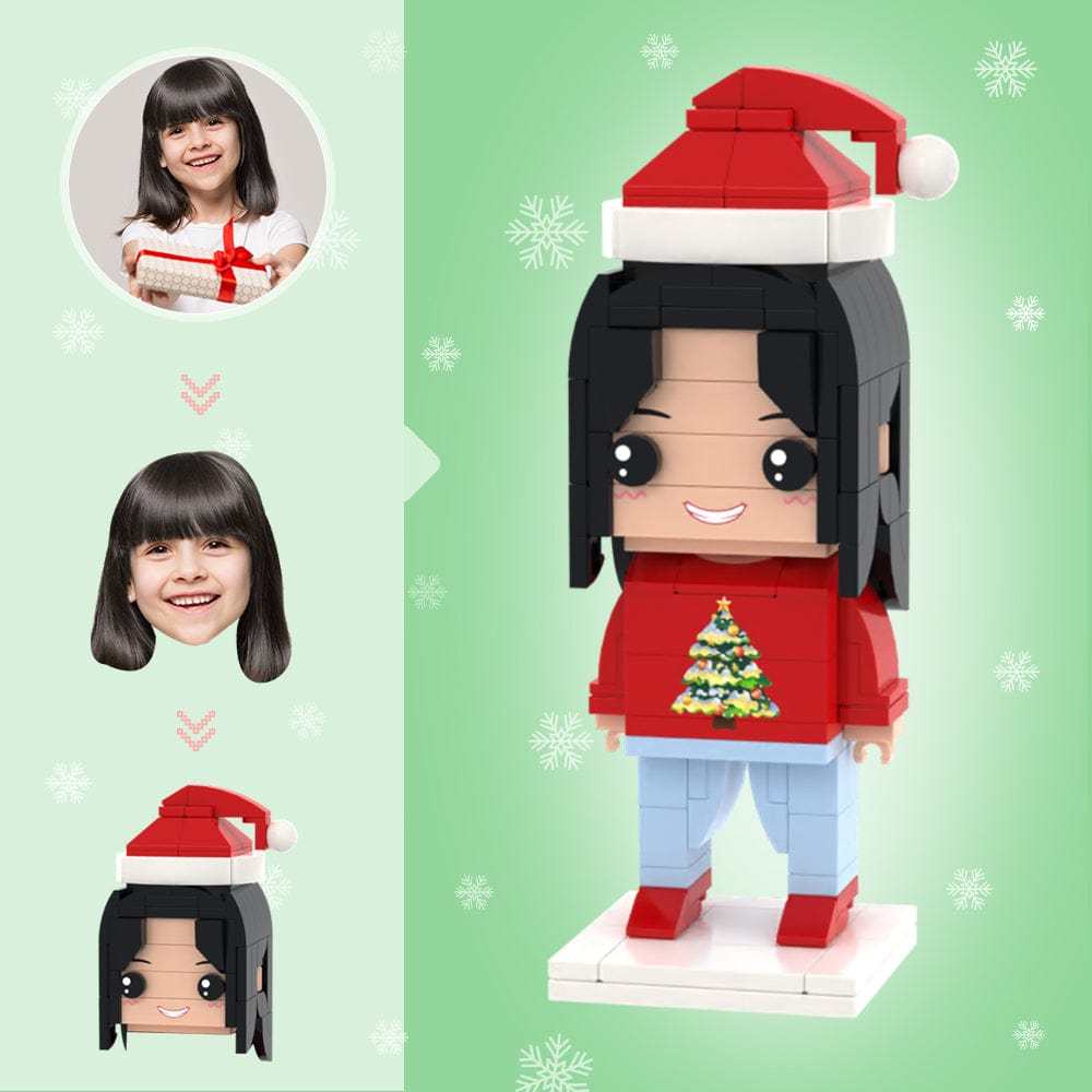 Christmas Gifts Custom Head Brick Figures Personalized Brick Figures with Christmas Tree Pattern Small Particle Block Toy - GiftLab