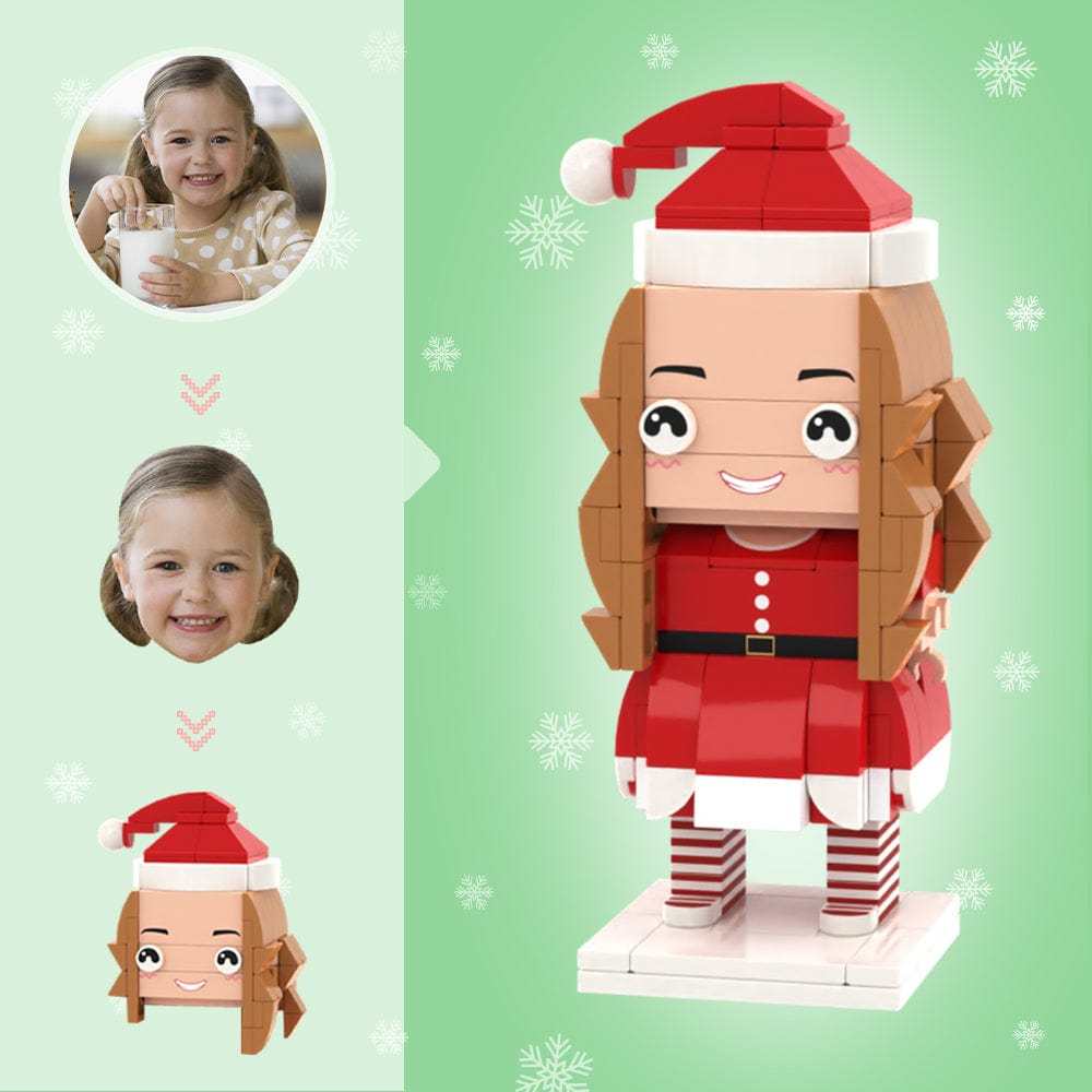 Christmas Gifts for Her Custom Head Brick Figures Personalized Christmas Dress Girl Brick Figures Small Particle Block Toy - GiftLab
