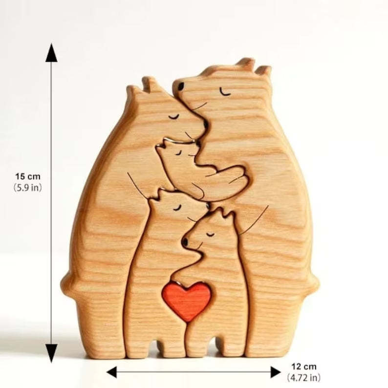 Wooden Bears Family Custom Names Puzzle Home Decor Gifts - MadeMineAU