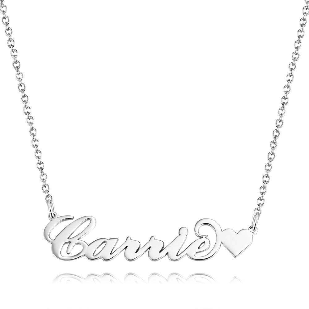 Carrie Style Custom Name Necklace with Little Heart Unique Gift 14K Gold - MadeMineAU