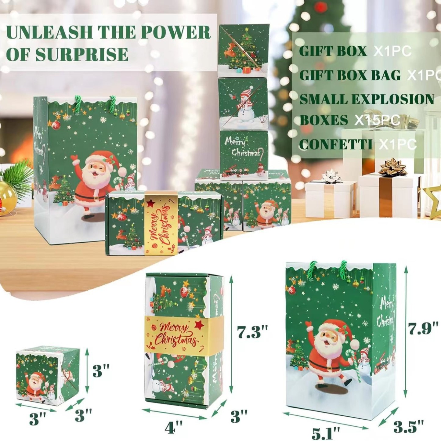 Surprise Gift Box Explosion for Money Unique Folding Bouncing Red Green Christmas - MademineAU