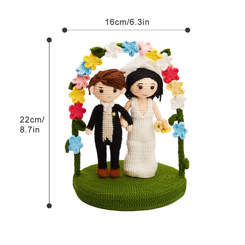 Wedding Couple Custom Crochet Doll Personalized Gifts Handmade Mini Look alike Dolls - MadeMineAU