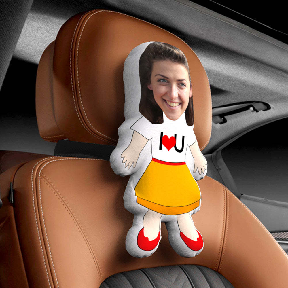 Personalized Face Car Seat Pillow I LOVE U Customized Soft Face Pillow For Car and Chair - MadeMineAU