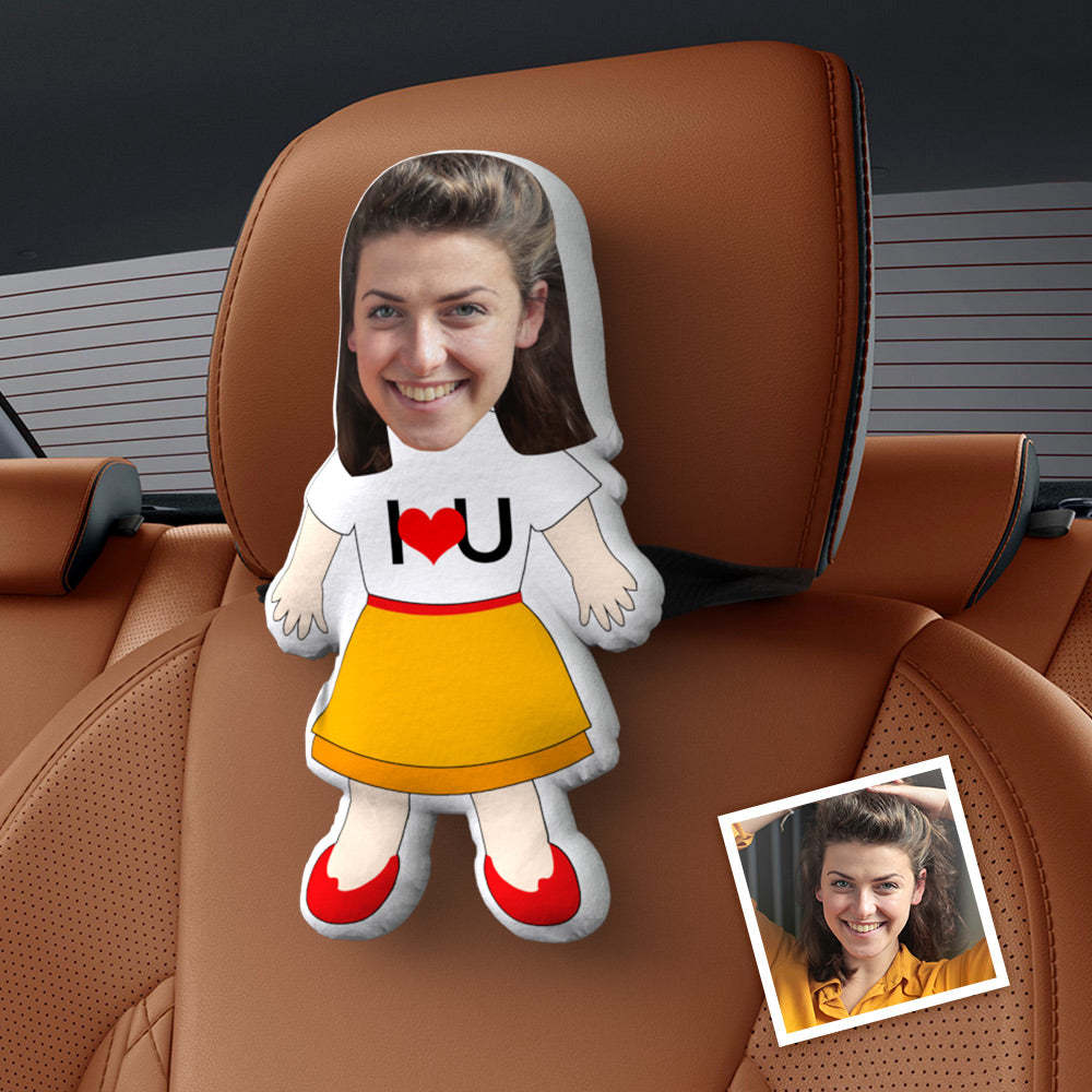 Personalized Face Car Seat Pillow I LOVE U Customized Soft Face Pillow For Car and Chair - MadeMineAU