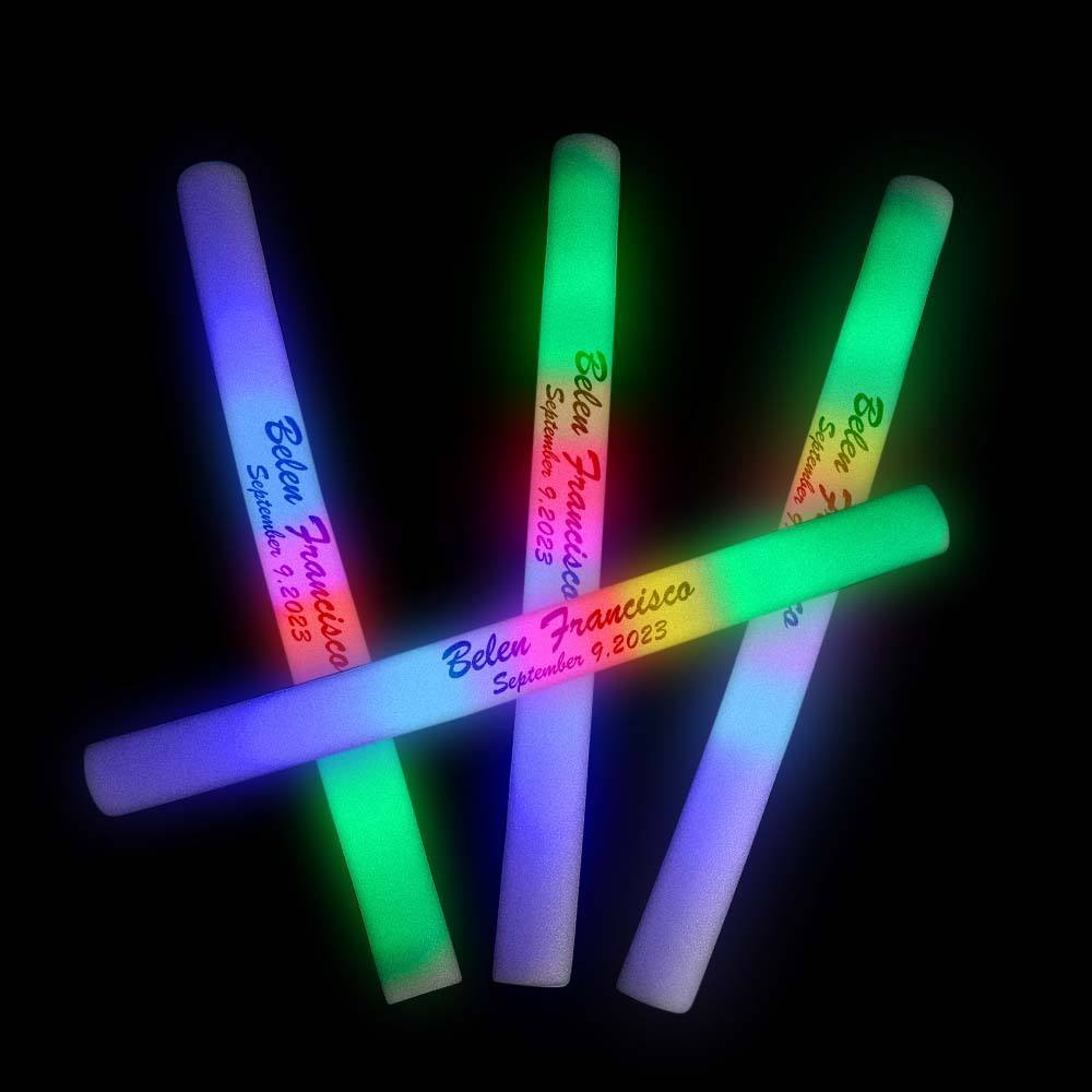 CUSTOMIZABLE LED Foam Glow Sticks 18.5 Inch - 3 Modes Multi-Color/Single Color, Light Up LED Foam Stick - MadeMineAU