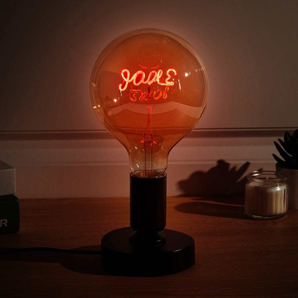 Personalized Household Gifts Custom Text Vintage Edison Led Filament Modeling Lamp Blue and Red Soft Light Bulbs - MadeMineAU