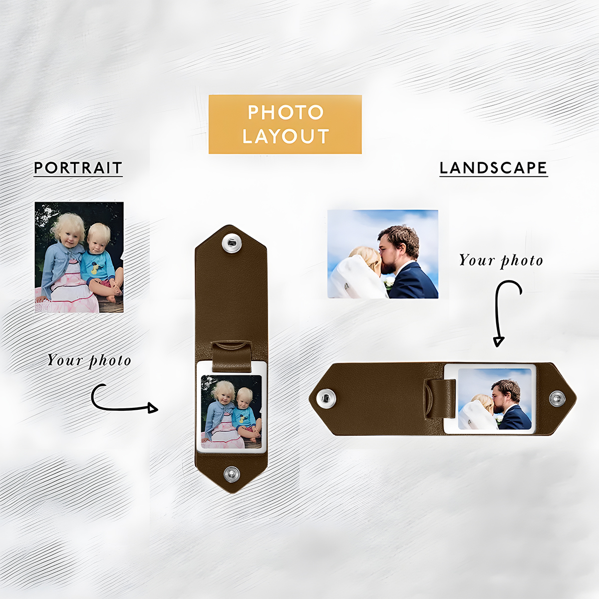 Custom Engraved Photo Keychain Gift With Leather Case