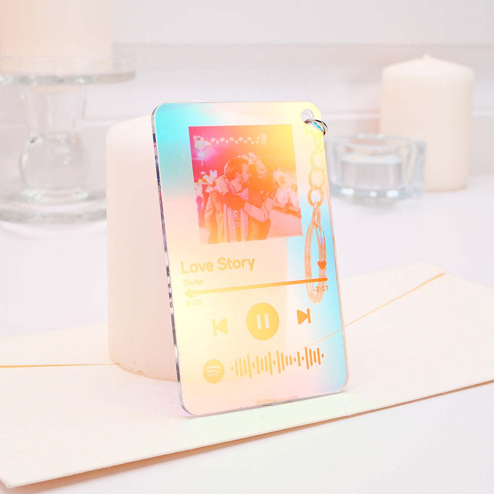 Personalized Photo Holographic Laser Plaque Custom Spotify Code Christmas Gift - MadeMineAU