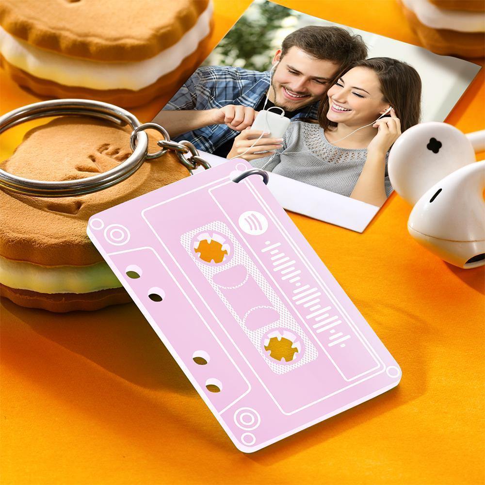 Custom Spotify Code Cassette Tape Keychain Vintage Cassette Style Key Ring-Mother`s Day Gifts - MadeMineAU